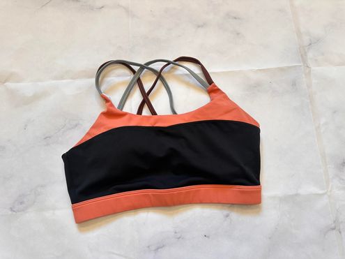 Zyia Peach Coffee Block Light n Tight Sports Bra Orange Size M