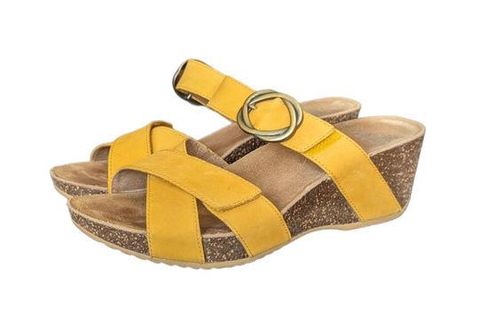 Dansko Susie Wedge Sandals Mango Yellow Slide On Womens 7.5 Slip