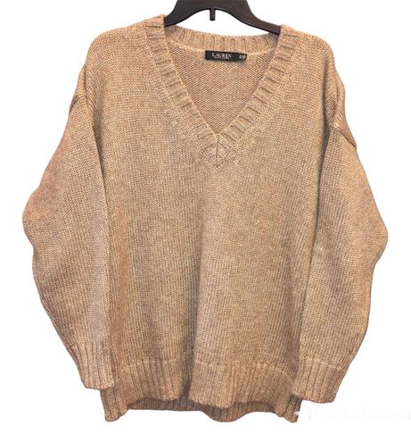 Ralph Lauren Lauren V Neck Sweater Gold Metallic 1X - $35 - From Megan