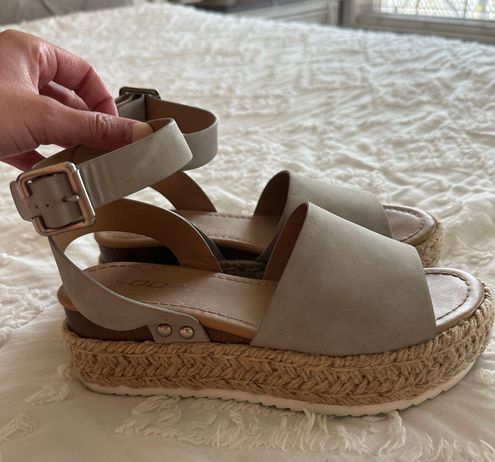 SODA Topic Flatform Sandals Espadrille Size 6 Python Beige Woven Buckle  Strap | eBay