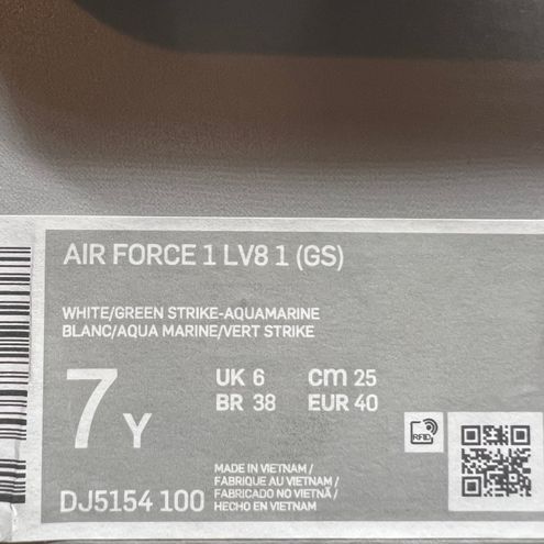 Nike Air Force 1 LV8 1 (GS) White Aquamarine Green DJ5154 100