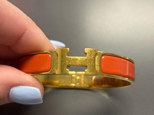 Hermes Clic H Bracelet Orange and Gold