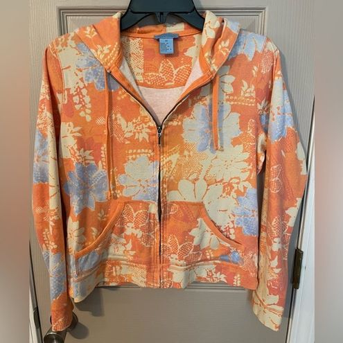 Floral Zip Hoodie (Blue/Orange)