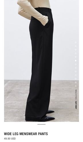 ZARA Wide Leg Menswear Pants Black Size XS - $21 (57% Off Retail