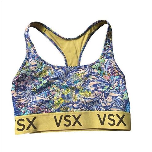 Victoria's Secret VSX sport - - blue/neon green floral pattern sports bra -  $14 - From Lynne