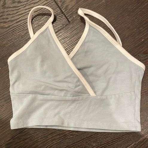 Brandy Melville Blue and White Amara Tank Top (One Size)