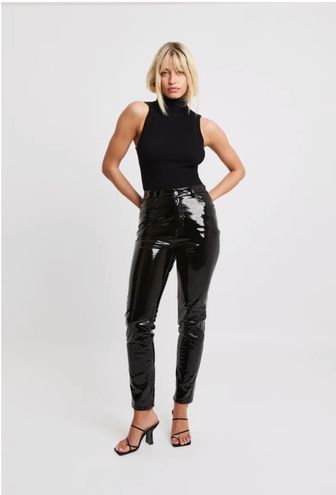 Womens Black High Waisted Vinyl Trousers – Styledup.co.uk