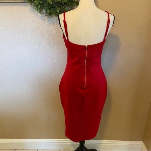 Paulina Red Bodycon Midi Dress