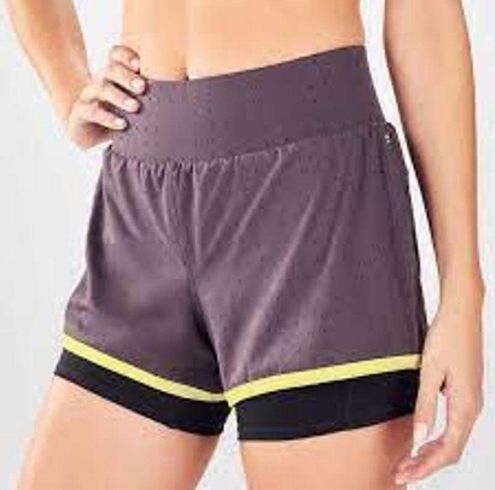 Fabletics NEW Womens M Olesia Perforated Shorts Gray Black