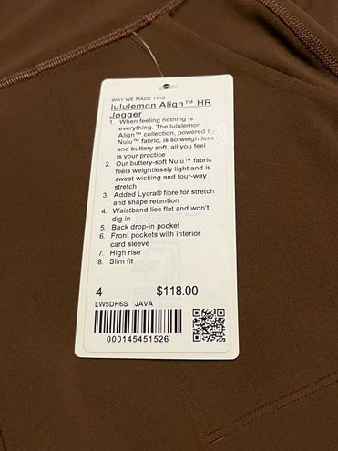 Lululemon NWT Align High-Rise Jogger - Java Size 4 - $111 New With