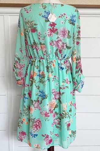 PinkBlush Mint Floral Chiffon Maternity Dress