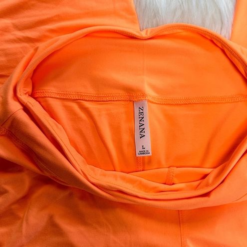 Zenana Outfitters NWOT Microfiber Moto Legging Neon Coral Large Orange -  $15 - From Katrina