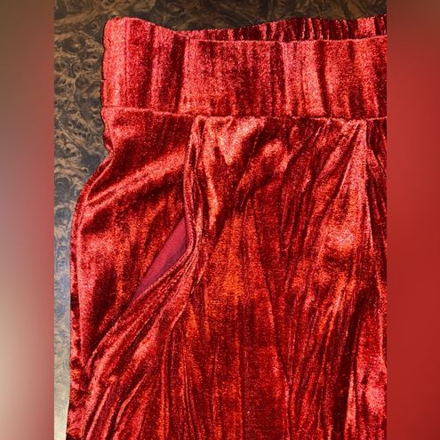 A New Day Crushed Velvet Mid-Rise Wide Leg Ankle Pants in Red - size XL -  $26 - From Rebekah