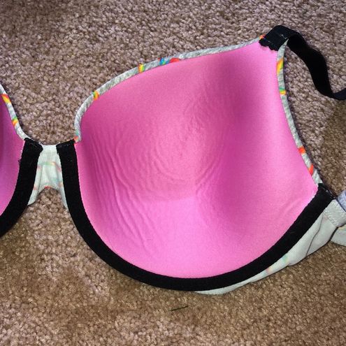 PINK - Victoria's Secret Gray Rainbow Hearts Discontinued T- Shirt Bra sz  36D - $26 - From Paydin