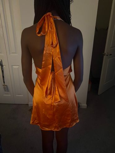 Waverly Satin Halter Dress in Orange