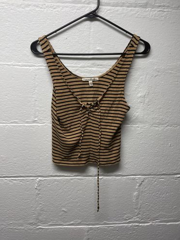 EXPRESS One Eleven Tan/Black Striped Lace Up Tank Size M - $13 - From Amanda