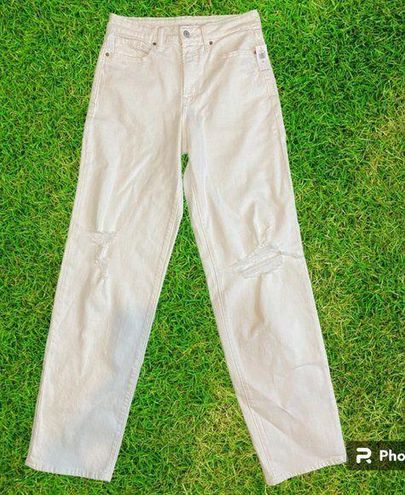 High-Waisted OG Loose Ripped White Jeans