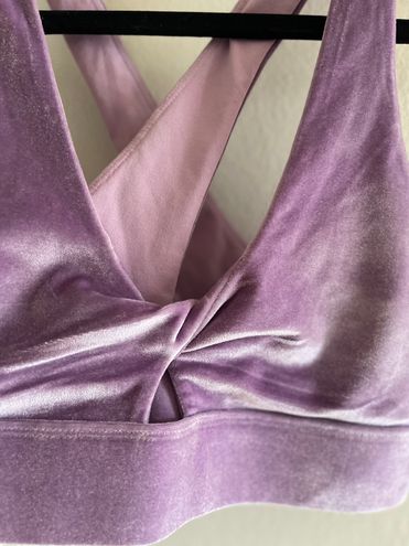 Fabletics Oasis Twist Velour Sports Bra Purple - $30 (37% Off