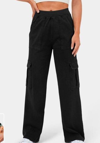 Halara NWT Jeans Mid Rise Multiple Pockets Leg Knit Denim Casual Cargo Pants  Size XL - $37 New With Tags - From Sukyee