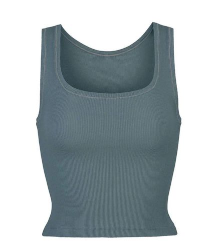 Grey Cotton Rib Tank Top