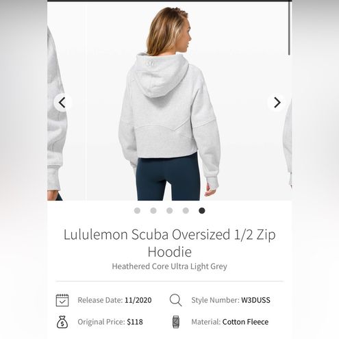 Lululemon Scuba Oversized 1/2 Zip Hoodie Heathered Core Ultra Light Grey  M/L Size undefined - $88 - From Brooke