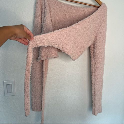 Skims Cozy Knit Wrap Top pink L/XL