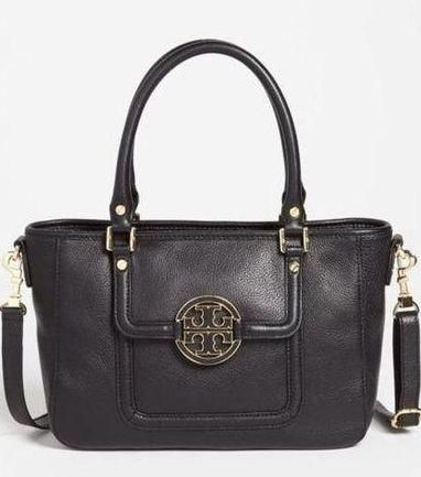 TORY BURCH Amanda Black Leather Shoulder Bag