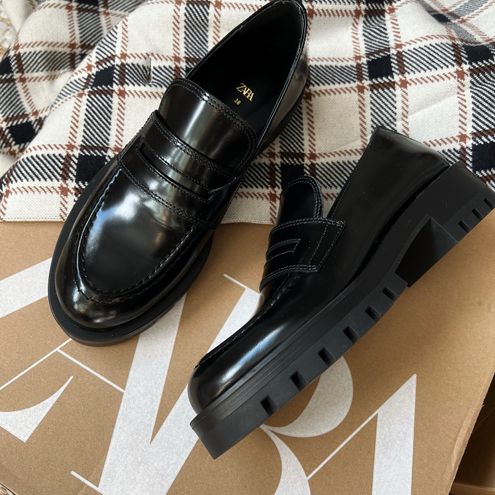 lug sole leather loafers zara