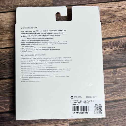 Lululemon Ear Loop Face Mask NWT in Box (Unused/Unopened) *BRAND NEW* - $7  (50% Off Retail) New With Tags - From LiftUp