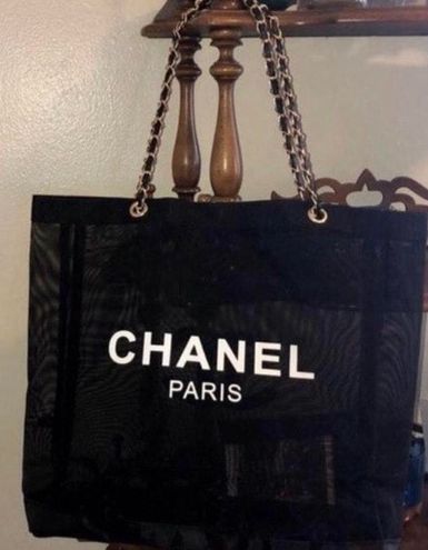 Chanel HOLD black Gift mesh Tote Beach Bag Purse - $228 New With Tags -  From Upcycled