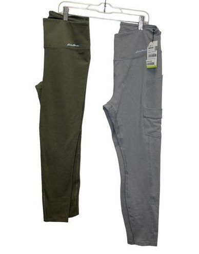 Eddie Bauer trail tight leggings cargo pockets gray green Size M