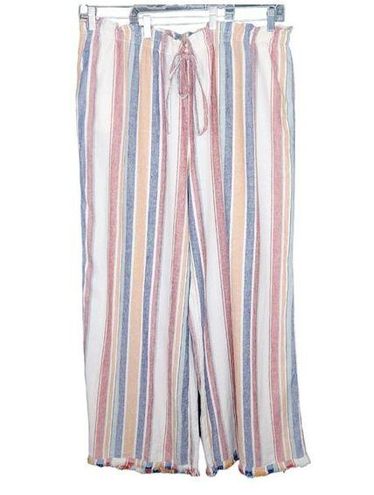 Cato Women's 18/20 Striped Linen Blend Wide Leg Pants Elastic Ruffle Waist  NWT Size 2X - $24 New With Tags - From Victoria