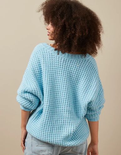 AE Whoa So Cozy Waffle V-Neck Sweater