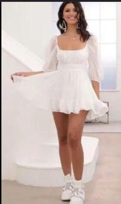 Neia Ruffle Dress in White Sparkly Chiffon