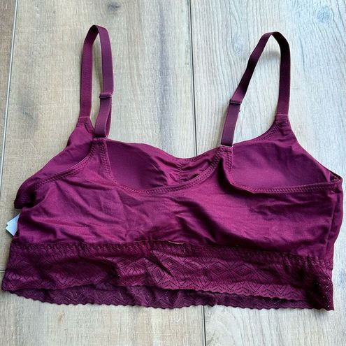 Auden Bra Bralette Cami Large Burgundy Women Lace Padded