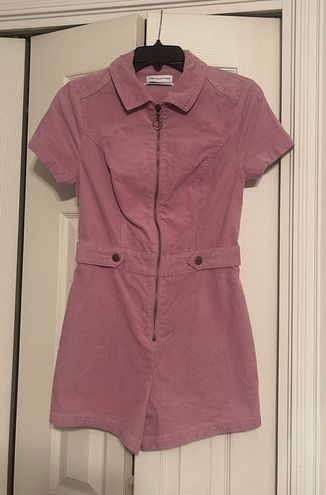 Urban Outfitters Uo Tyson Zip-front Short Sleeve Romper in Purple