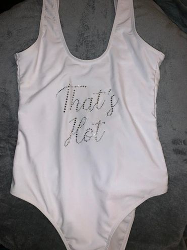 BOOHOO PARIS HILTON THATS HOT bodysuit SWIMSUIT Sz 12 white bnwt