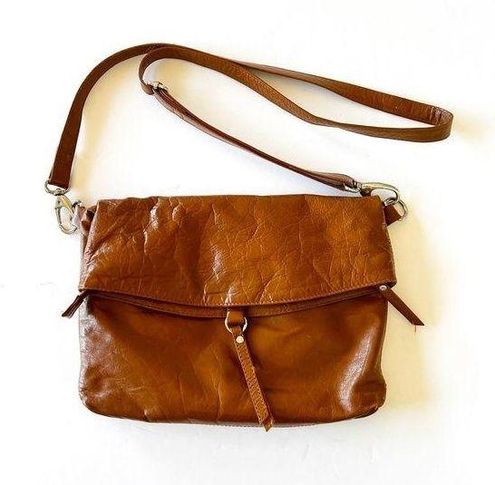 Latico Vintage Glazed Leather Fold Over Crossbody Caramel Brown