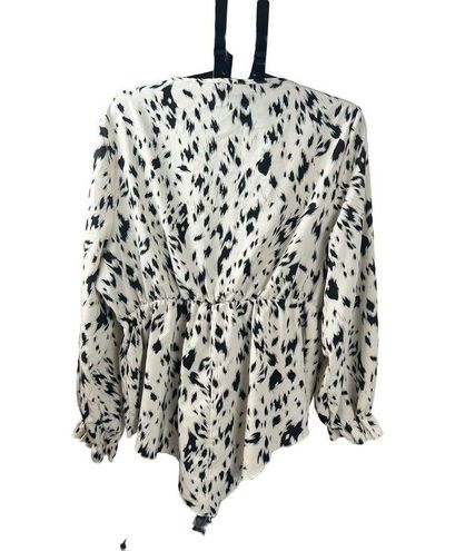 SheIn Black and White Casual All Over Print Peplum Plus Size Blouses, Women  Plus - $8 - From Lynne