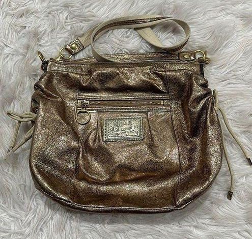 Coach Poppy Jazzy Metallic Gold 2 Way Shoulder and Crossbody Bag