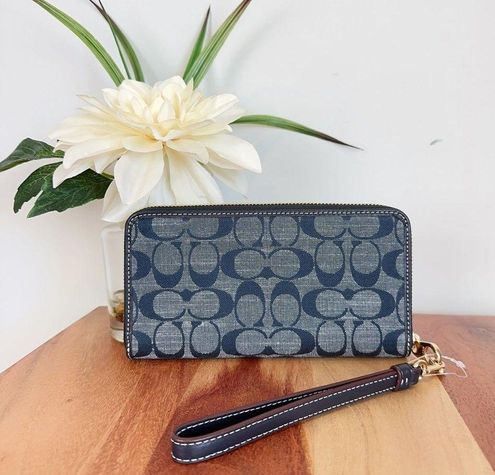 COACH®  Long Zip Around Wallet In Signature Chambray