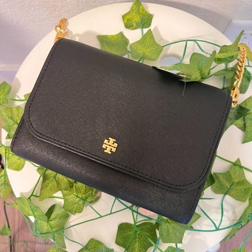 Tory Burch EMERSON BLACK SAFFIANO LEATHER GOLD CHAIN SHOULDER WALLET BAG  136093 - $199 New With Tags - From Emily