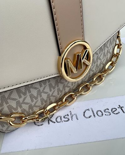 Michael Kors Carmen Small Monogram Flap Crossbody - Buff Multi