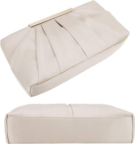 CHARMING TAILOR Clutch Evening Bag Elegant Pleated Satin Formal Handbag  Simple Classy Purse for Women