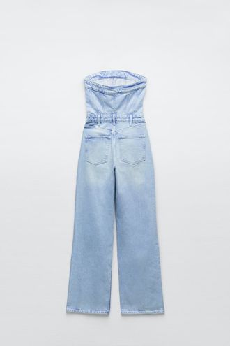 ZARA denim jeans corset wide streight leg jumpsuit Blue - $68 (23% Off  Retail) New With Tags - From Jessie