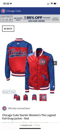 Women's Starter Red Chicago Cubs The Legend Full-Snap Jacket
