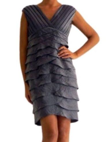 Adrianna Papell Shutter Pleat Shimmery Cocktail Dress in Gray