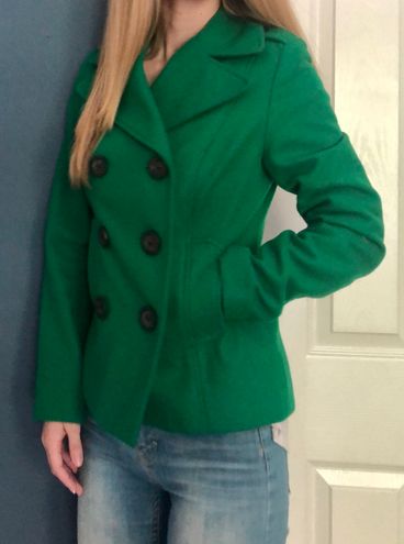 emerald green peacoat