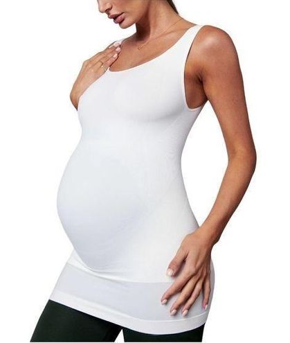 Blanqi Maternity Belly Support Tank Top in White Size Small NWT