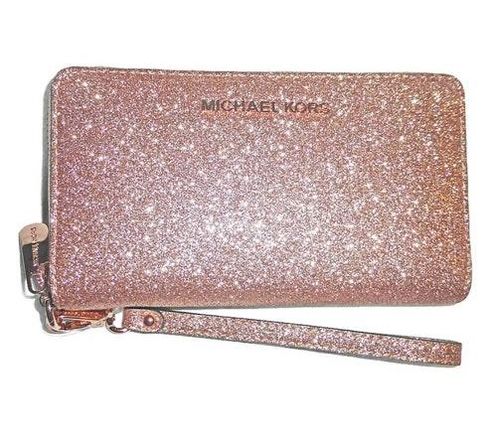 michael kors rose gold glitter wallet